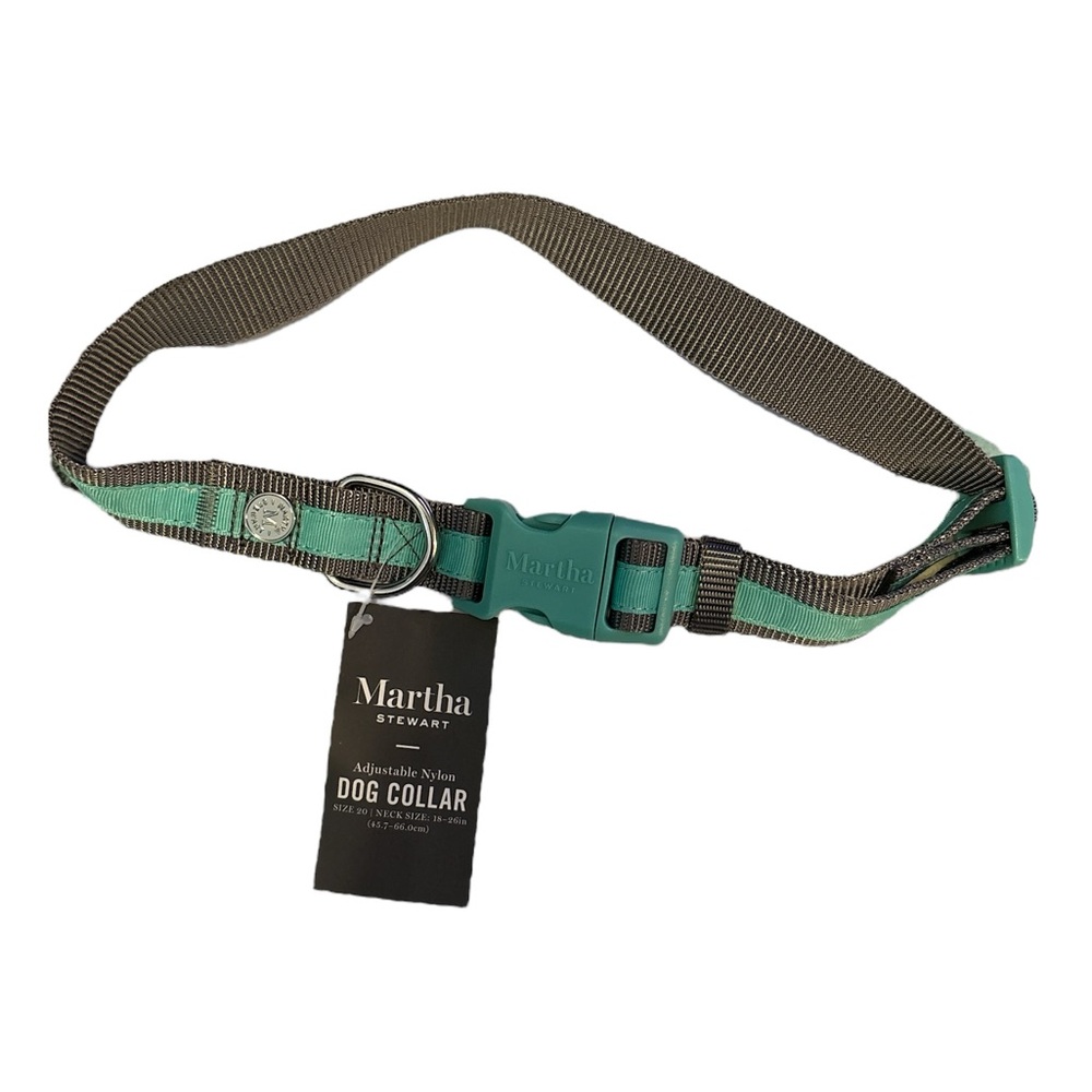Martha Stewart Teal and Gray Dog Collar